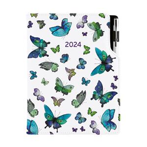 Kalendarz książkowy DESIGN dzienny B6 2024 - Niebieskie motyle