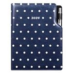 Kalendarz książkowy DESIGN dzienny B6 2024 polski - niebieski - groszki