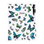 Kalendarz książkowy DESIGN dzienny B6 2024 polski - Niebieskie motyle