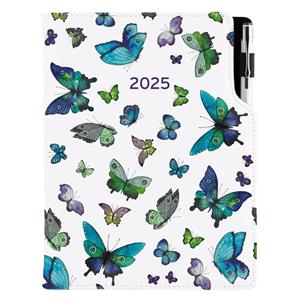 Kalendarz książkowy DESIGN dzienny B6 2025 polski - Niebieskie motyle