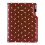 Kalendarz książkowy DESIGN dzienny B6 2027 polski - brązowy - biały kwiat