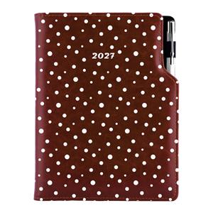 Kalendarz książkowy DESIGN dzienny B6 2027 polski - brązowy - kropki