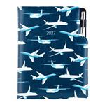 Kalendarz książkowy DESIGN dzienny B6 2027 polski - granatowy - Samoloty