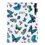 Kalendarz książkowy DESIGN dzienny B6 2027 polski - Niebieskie motyle