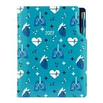 Kalendarz książkowy DESIGN dzienny B6 2027 polski - turkusowy Doktor - serce