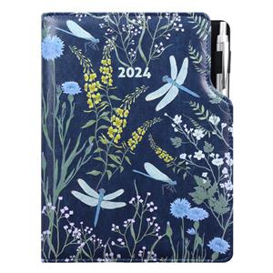 Kalendarz książkowy DESIGN tygodniowy A4 2024 - niebieski - ważki