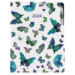 Kalendarz książkowy DESIGN tygodniowy A4 2024 polski - Niebieskie motyle