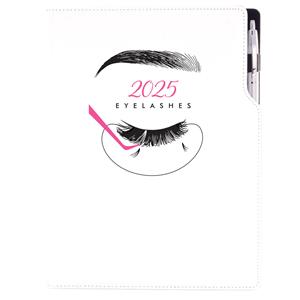 Kalendarz książkowy DESIGN tygodniowy A4 2025 polski - Kosmetyczny Eyelashes