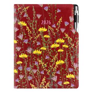 Kalendarz książkowy DESIGN tygodniowy A4 2026 polski - bordowy - Łąka