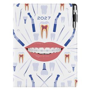 Kalendarz książkowy DESIGN tygodniowy A4 2027 polski - biały - Dentysta