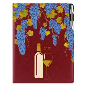 Kalendarz książkowy DESIGN tygodniowy A4 2027 polski - bordo - Wino