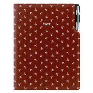 Kalendarz książkowy DESIGN tygodniowy A4 2027 polski - brązowy - biały kwiat