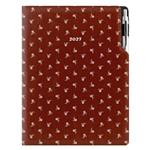 Kalendarz książkowy DESIGN tygodniowy A4 2027 polski - brązowy - biały kwiat