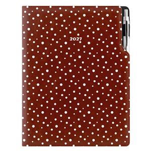 Kalendarz książkowy DESIGN tygodniowy A4 2027 polski - brązowy - kropki