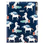 Kalendarz książkowy DESIGN tygodniowy A4 2027 polski - granatowy - konie