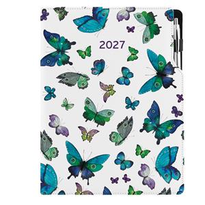 Kalendarz książkowy DESIGN tygodniowy A4 2027 polski - Niebieskie motyle