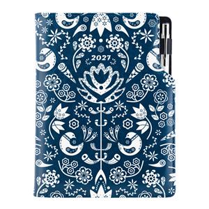 Kalendarz książkowy DESIGN tygodniowy A5 2027 polski - granatowy - Folk