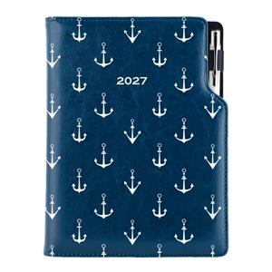 Kalendarz książkowy DESIGN tygodniowy B5 2027 polski - granatowy - marynarski- kotwice