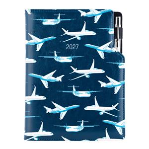 Kalendarz książkowy DESIGN tygodniowy B5 2027 polski - granatowy - Samoloty