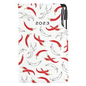 Kalendarz książkowy DESIGN tygodniowy kieszonkowy 2023 słowacki - Chili