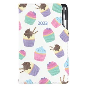 Kalendarz książkowy DESIGN tygodniowy kieszonkowy 2023 słowacki - Cupcake
