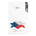 Kalendarz książkowy DESIGN tygodniowy kieszonkowy 2027 polski - biały - Czeska - flaga 