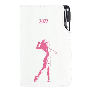 Kalendarz książkowy DESIGN tygodniowy kieszonkowy 2027 polski - biały - Golf kobiety