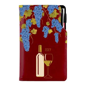 Kalendarz książkowy DESIGN tygodniowy kieszonkowy 2027 polski - bordo - Wino