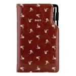 Kalendarz książkowy DESIGN tygodniowy kieszonkowy 2027 polski - brązowy - biały kwiat