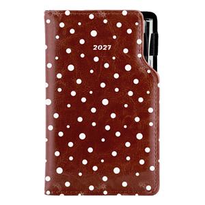Kalendarz książkowy DESIGN tygodniowy kieszonkowy 2027 polski - brązowy - kropki