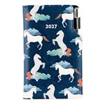 Kalendarz książkowy DESIGN tygodniowy kieszonkowy 2027 polski - granatowy - konie