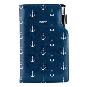Kalendarz książkowy DESIGN tygodniowy kieszonkowy 2027 polski - granatowy - marynarski- kotwice