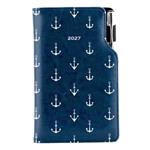 Kalendarz książkowy DESIGN tygodniowy kieszonkowy 2027 polski - granatowy - marynarski- kotwice 