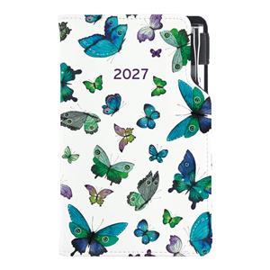 Kalendarz książkowy DESIGN tygodniowy kieszonkowy 2027 polski - Niebieskie motyle