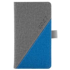 Kalendarz książkowy DIEGO tygodniowy kieszonkowy 2027 polski - szary/niebieski