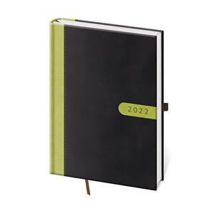 Kalendarz książkowy dzienny A5 2022 Bora - czarny/zielony