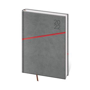 Kalendarz książkowy dzienny A5 2022 Grife - szary/czerwony