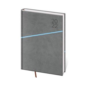 Kalendarz książkowy dzienny A5 2022 Grife - szary/niebieski