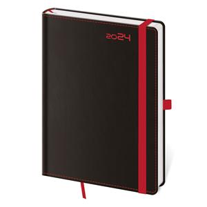 Kalendarz książkowy dzienny A5 2024 Black Red