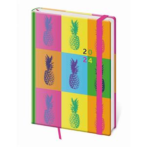 Kalendarz książkowy dzienny A5 2024 Vario z gumką - PINEAPPLE