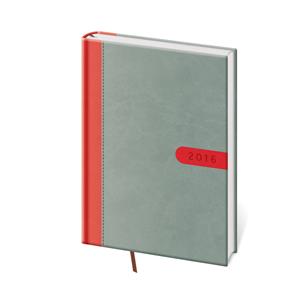 Kalendarz książkowy dzienny A5 Bora 2016 - szary-czerwony