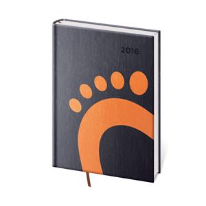 Kalendarz książkowy dzienny A5 Cat 2016 - czarny-pomarańczowy
