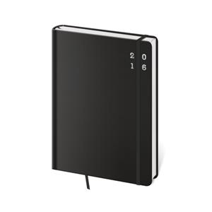 Kalendarz książkowy dzienny A5 Cool 2016 z gumką - czarny