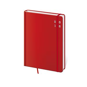 Kalendarz książkowy dzienny A5 Cool 2016 z gumką - czerwony
