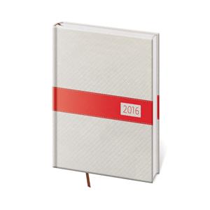 Kalendarz książkowy dzienny A5 Eclisse 2016 - biały-czerwony