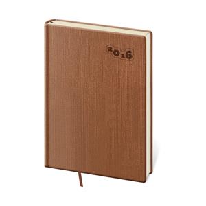 Kalendarz książkowy dzienny A5 Manchester 2016 - brązowy