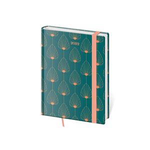 Kalendarz książkowy dzienny B6 2022 Vario z gumką - Leaves