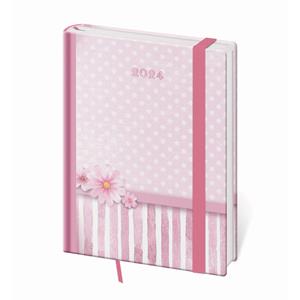 Kalendarz książkowy dzienny B6 2024 Vario z gumką - Pink