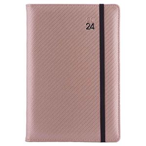 Kalendarz książkowy ELASTIC dzienny A5 2024 polski - pudrowy/czarna gumka