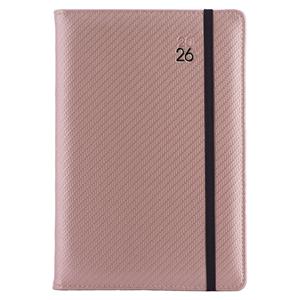 Kalendarz książkowy ELASTIC tygodniowy A5 2026 czeski - pudrowy/czarna gumka